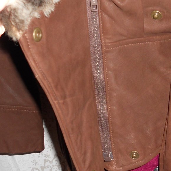 Lone Pine S Brown Leather Belted Bomber Jacket - Picture 10 of 14